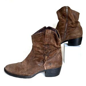 Born Ankle Boots Booties Women's Size 9.5M Brown Suede Leather Zip Lined